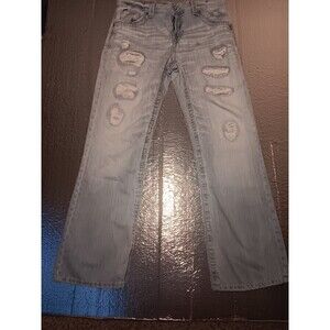 Mens Buckle Black Distressed Look Jeans Size 34x34 75% Cotton 25% Lyocell